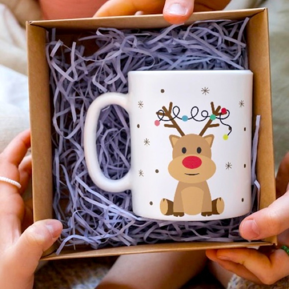 Cheerful Christmas Reindeer Coffee Mug - Add Joy to Your Morning Brew!